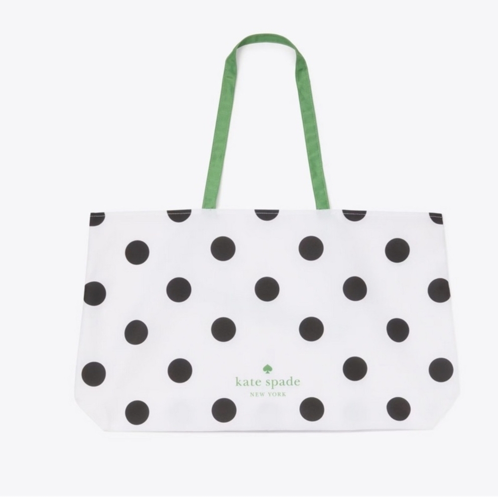 KATE SPADE Black & White Polka Dots XL Tote Bag.